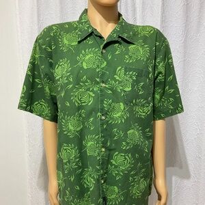 VINTAGE Polo Jeans Ralph Lauren Summer Paisley Shirt Size L 100% Cotton Green 3